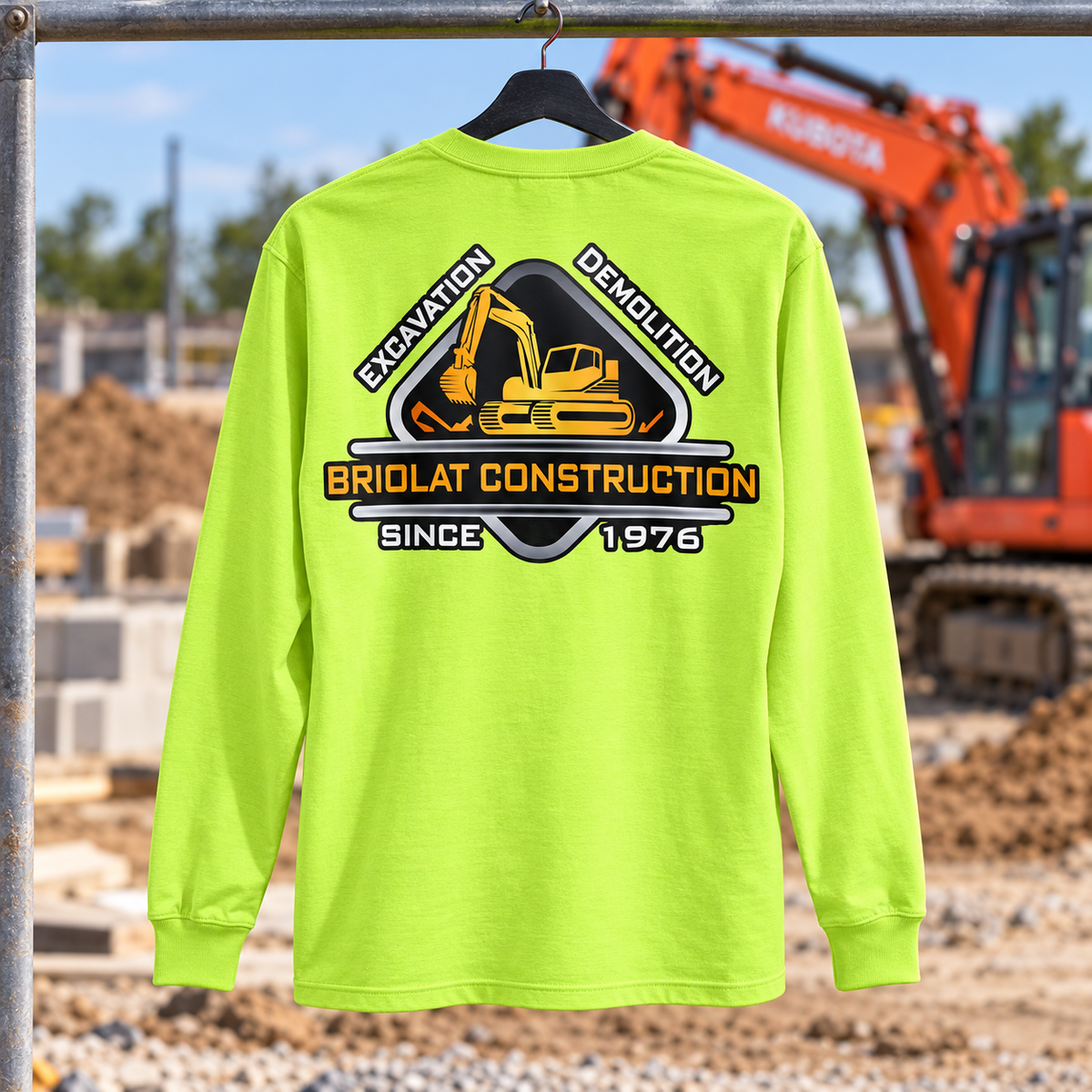 Briolat Classic Logo CTK126 Brite Lime back jobsite mockup