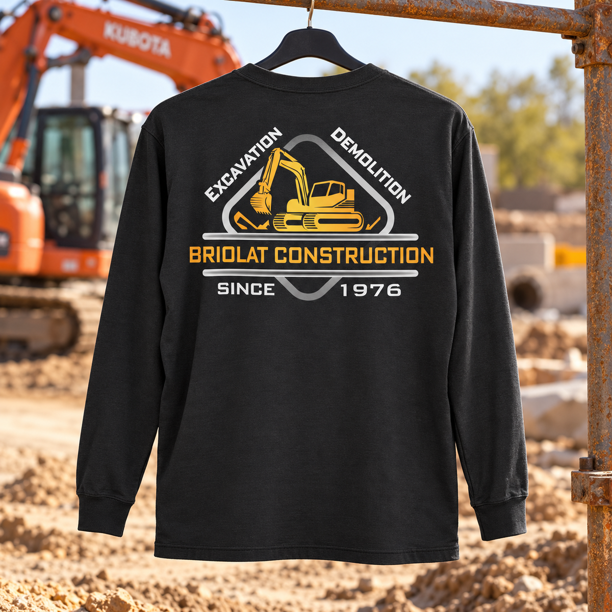 Briolat Classic Logo CTK126 Carbon Heather back jobsite mockup