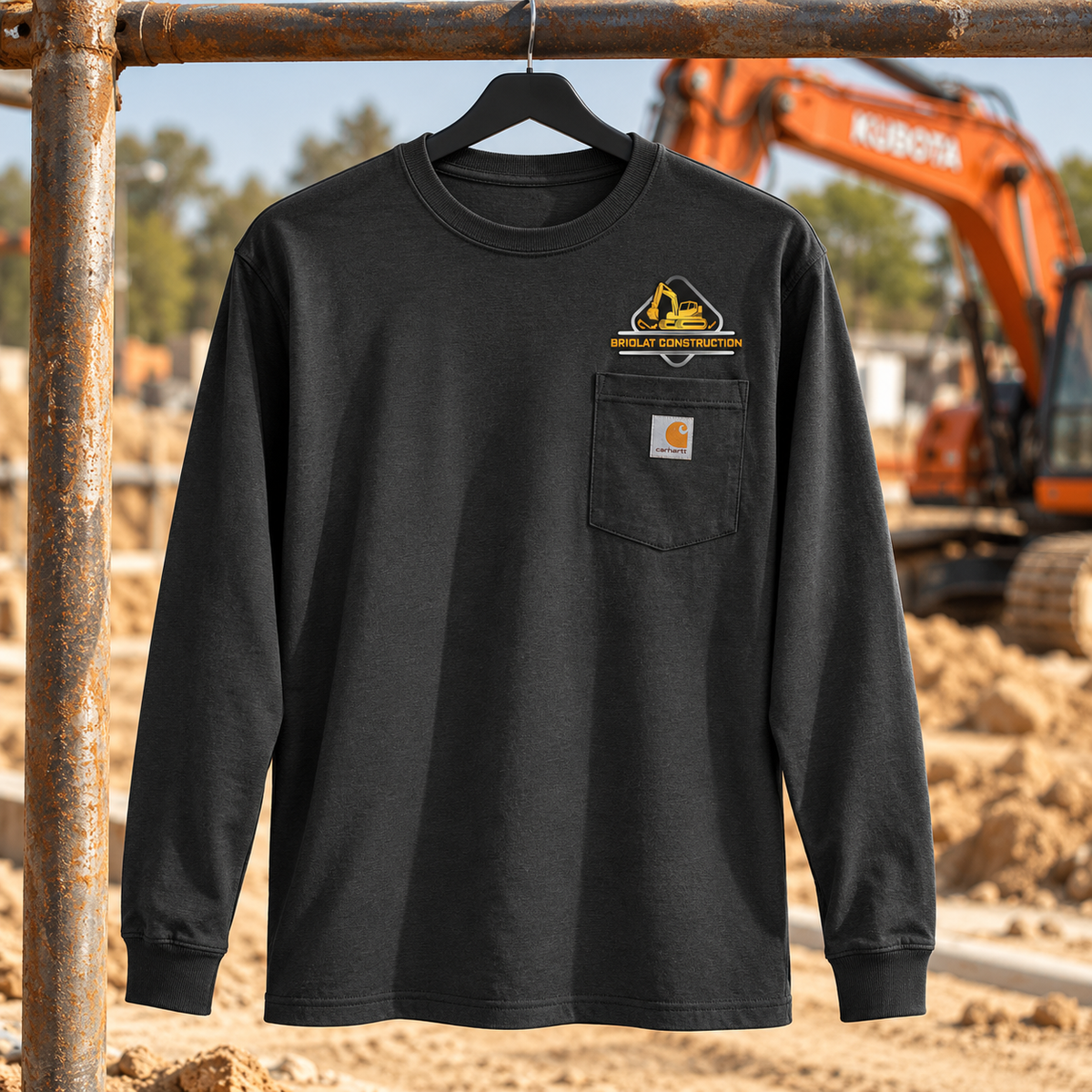 Briolat Classic Logo CTK126 Carbon Heather front jobsite mockup