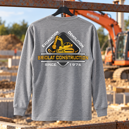 Briolat Classic Logo CTK126 Heather Grey back jobsite mockup