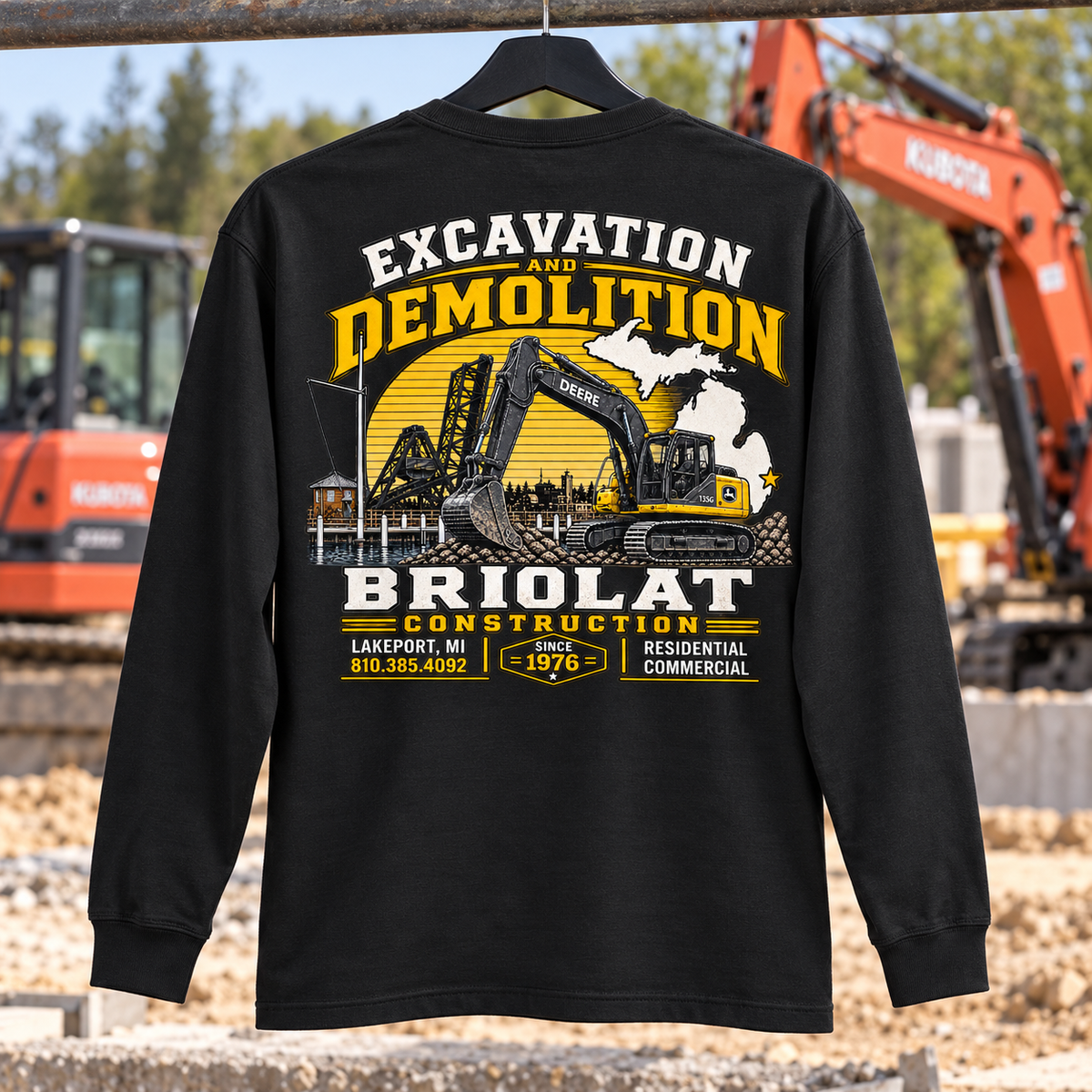 Briolat New Excavator Design CTK126 Black back jobsite mockup