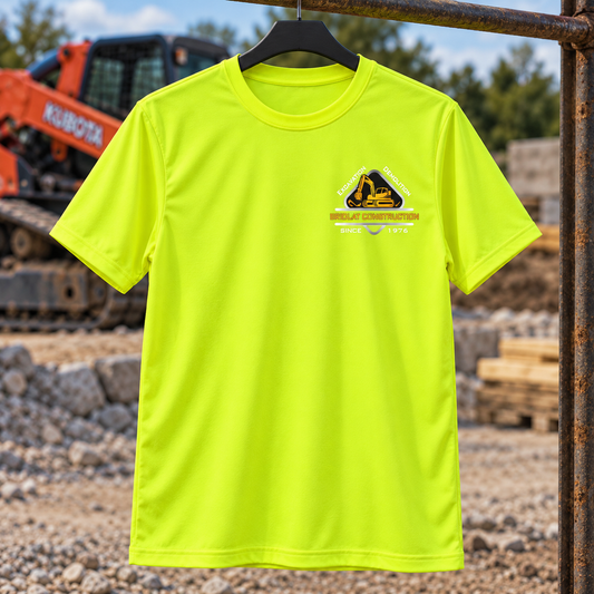 ST350 classic neon yellow front Briolat construction jobsite mockup