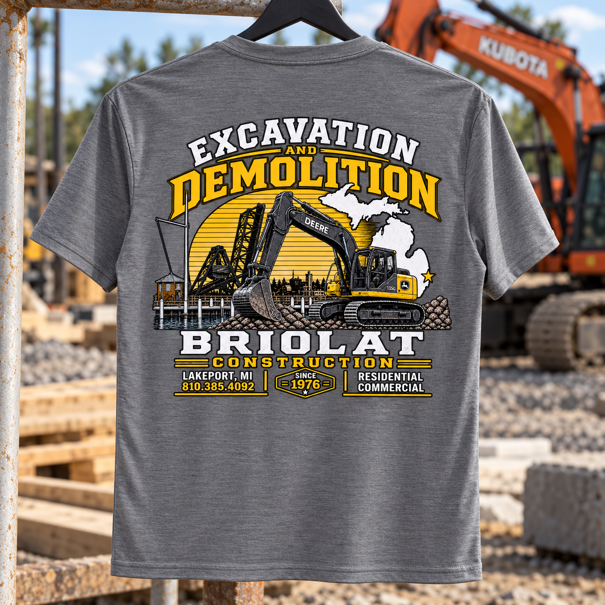 ST350 new grey concrete heather back Briolat construction jobsite mockup