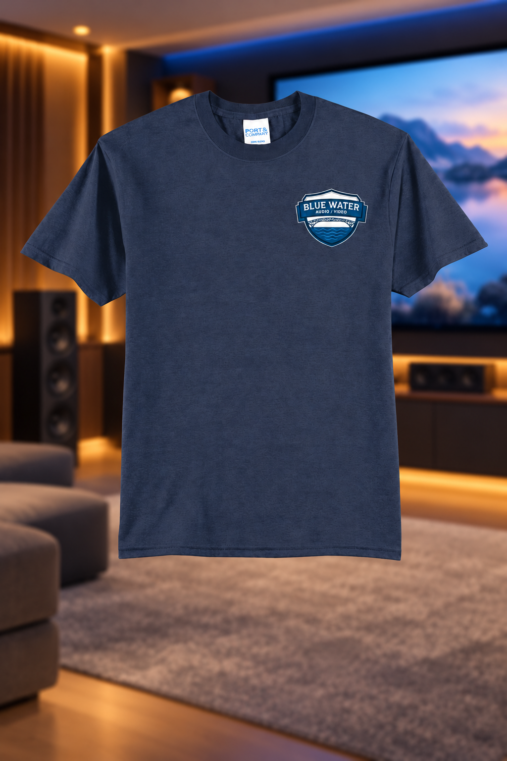 Navy | Front | Blue Water Audio / Video left chest crest