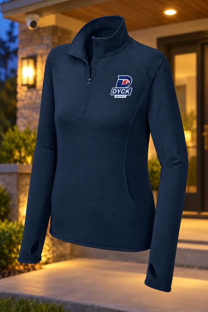 True Navy | Front | Dyck Security women's pullover — proposed, pending approval | Full-color print
