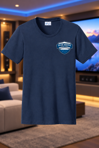 Navy | Front | Blue Water Audio / Video women's tee — proposed, pending approval