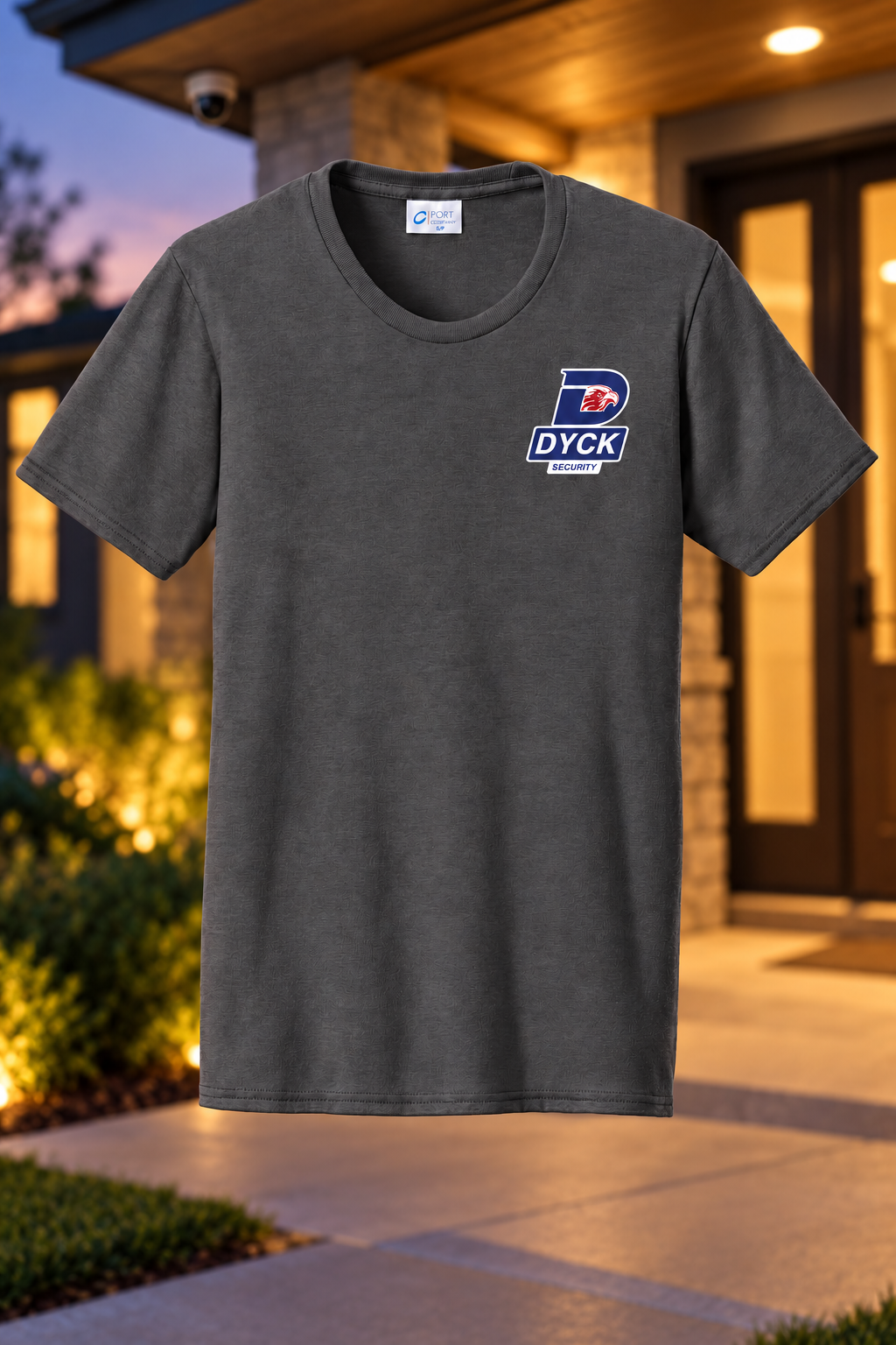 Charcoal | Front | Dyck Security women's tee — proposed, pending approval