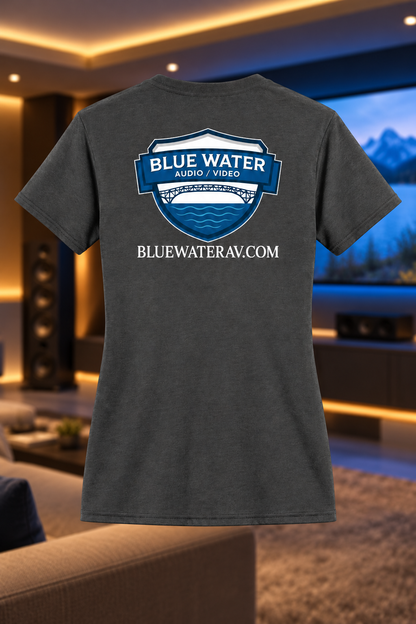 Charcoal | Back | Blue Water Audio / Video women's tee — proposed, pending approval