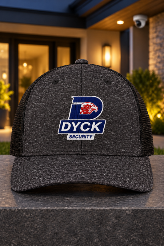 Black / Dark Charcoal Heather | Embroidery | Dyck Security C302 | Centered front view
