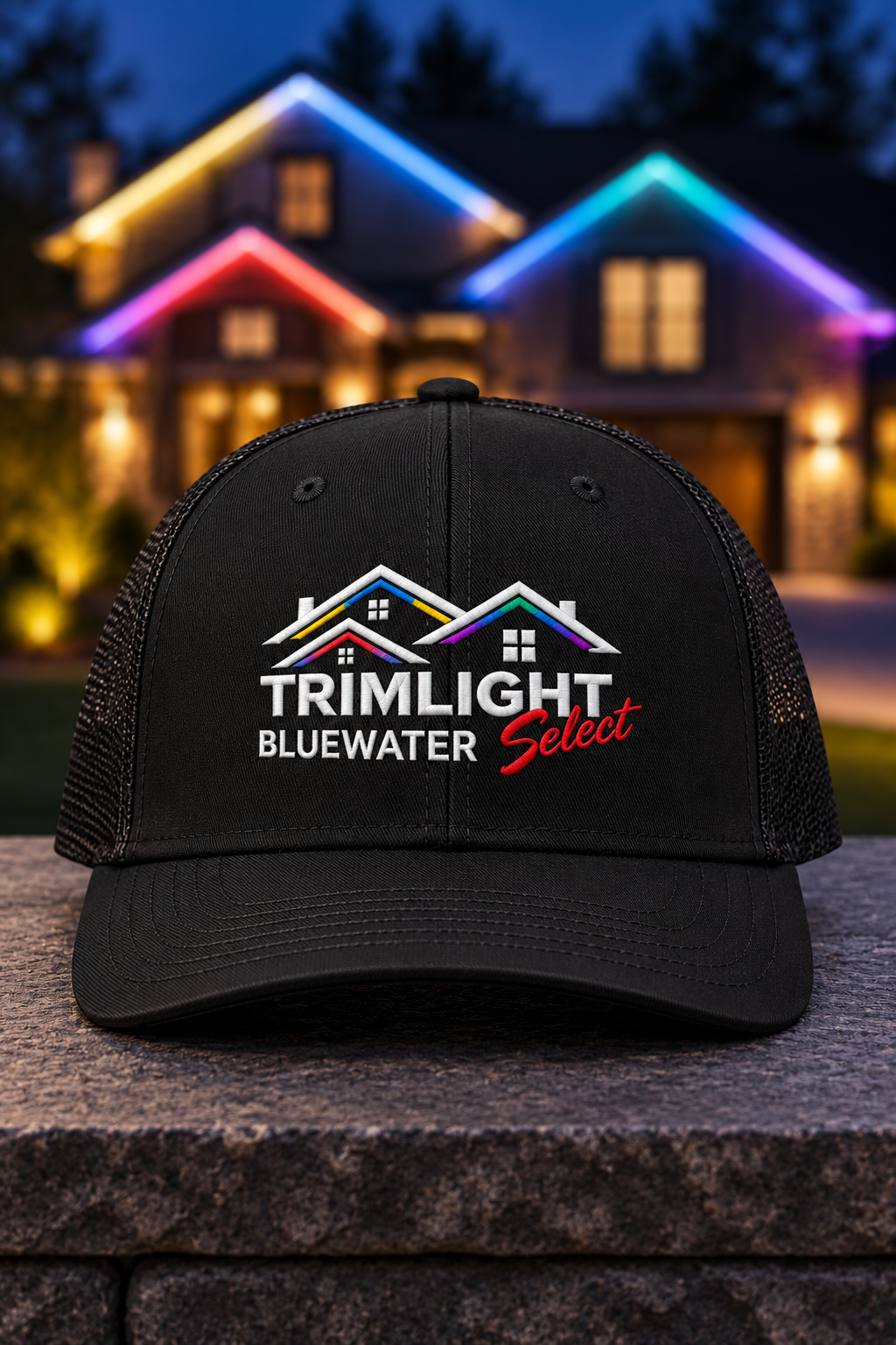 Black | Embroidery | Blue Water Trimlight C402 | Corrected full-color logo | Centered front view