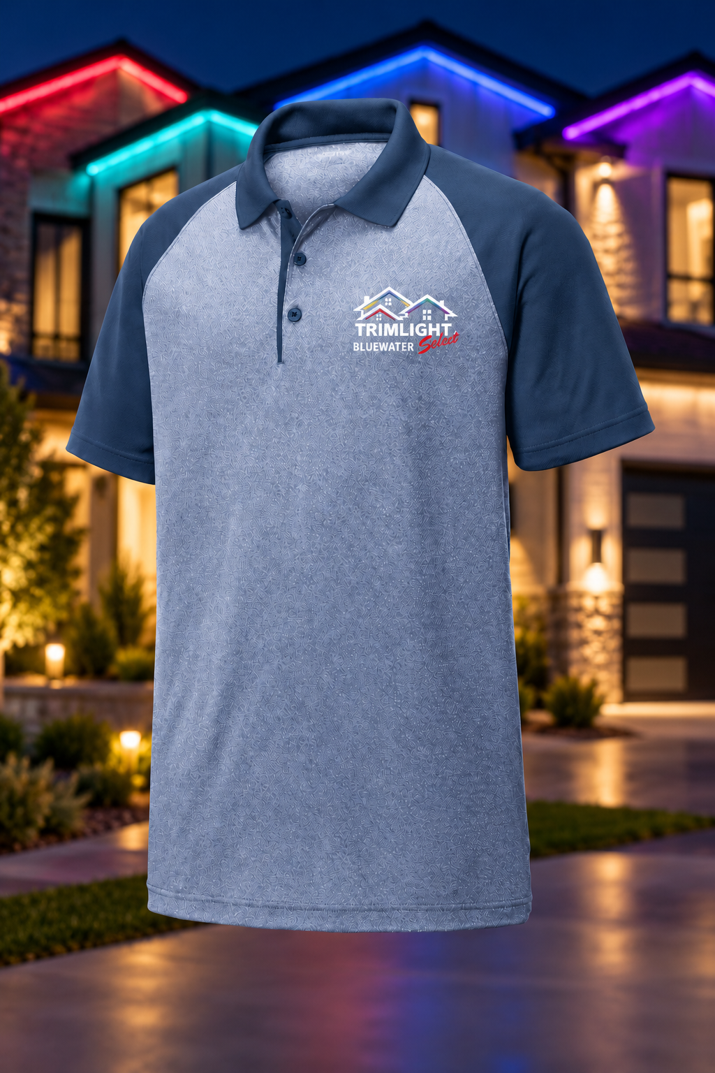True Navy Heather / True Navy | Front | Blue Water Trimlight left chest crest