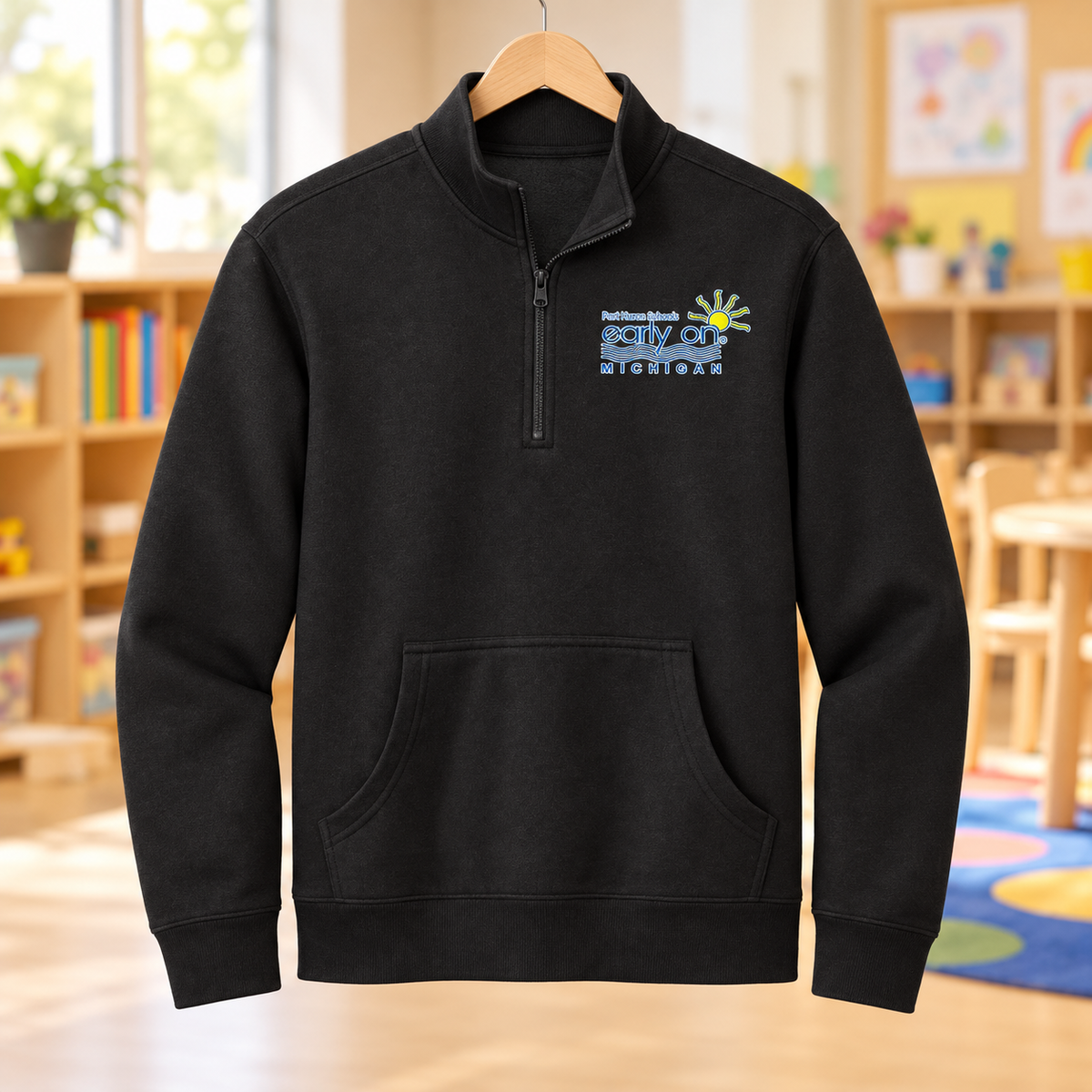 Early On DT6106 black embroidered in an early childhood classroom