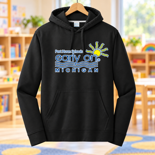 PC590H Black with printed Early On Michigan logo in a classroom
