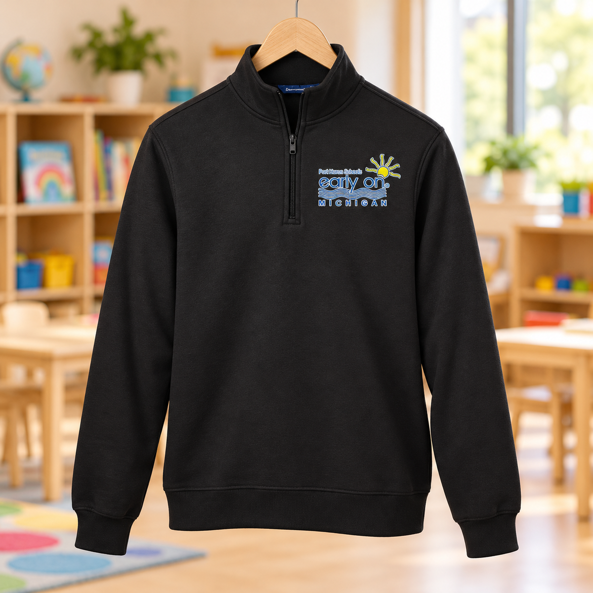 Early On ST253 black embroidered in an early childhood classroom