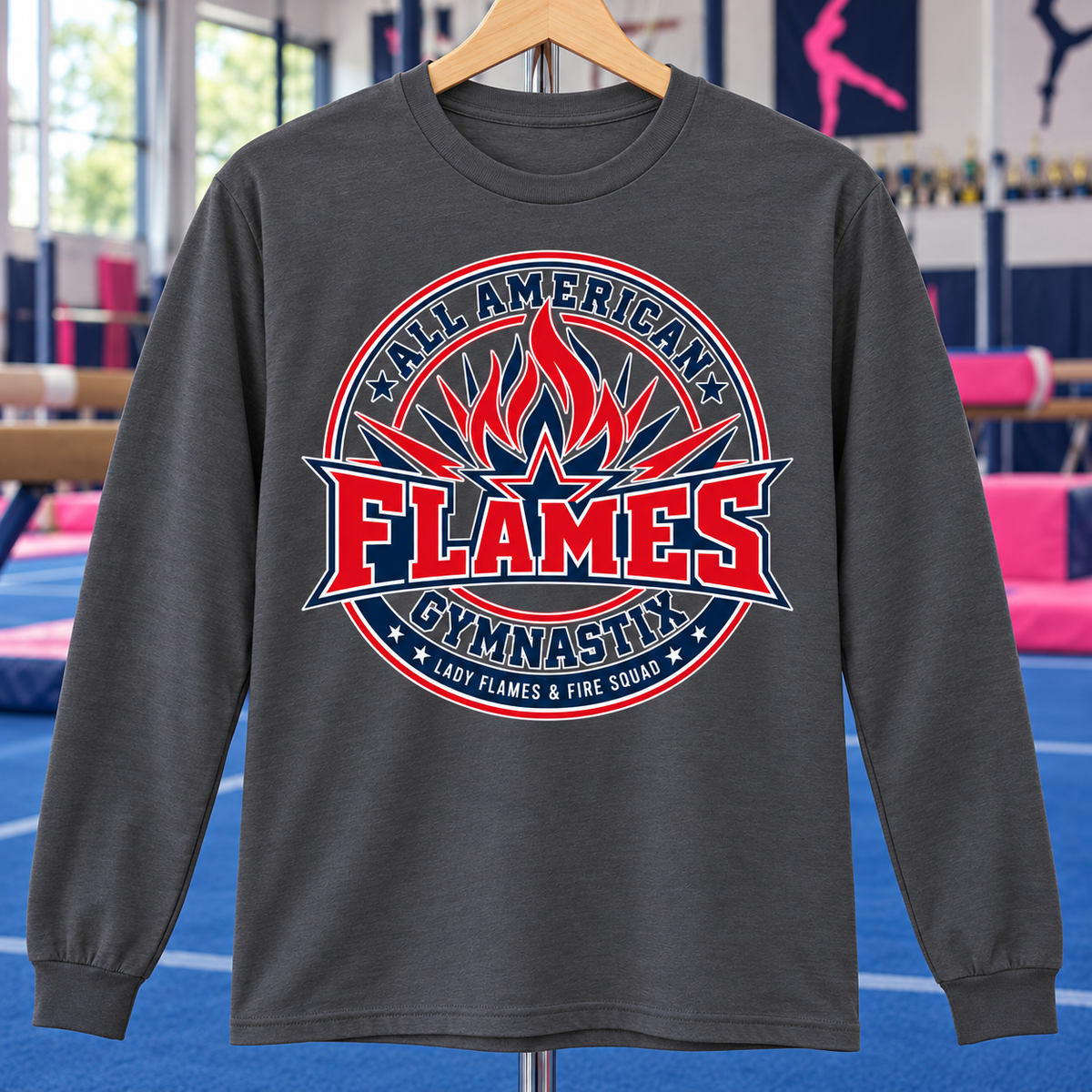 PC55LS | Charcoal | Flame Crest | All American Flames Gymnastix