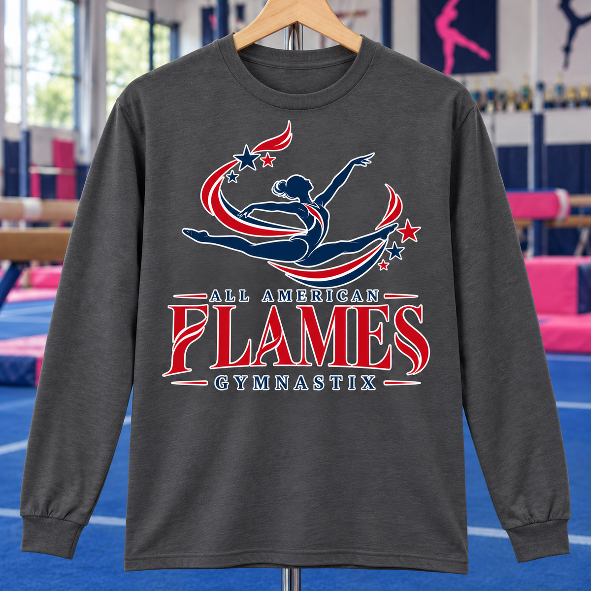 PC55LS | Charcoal | Stars in Motion | All American Flames Gymnastix