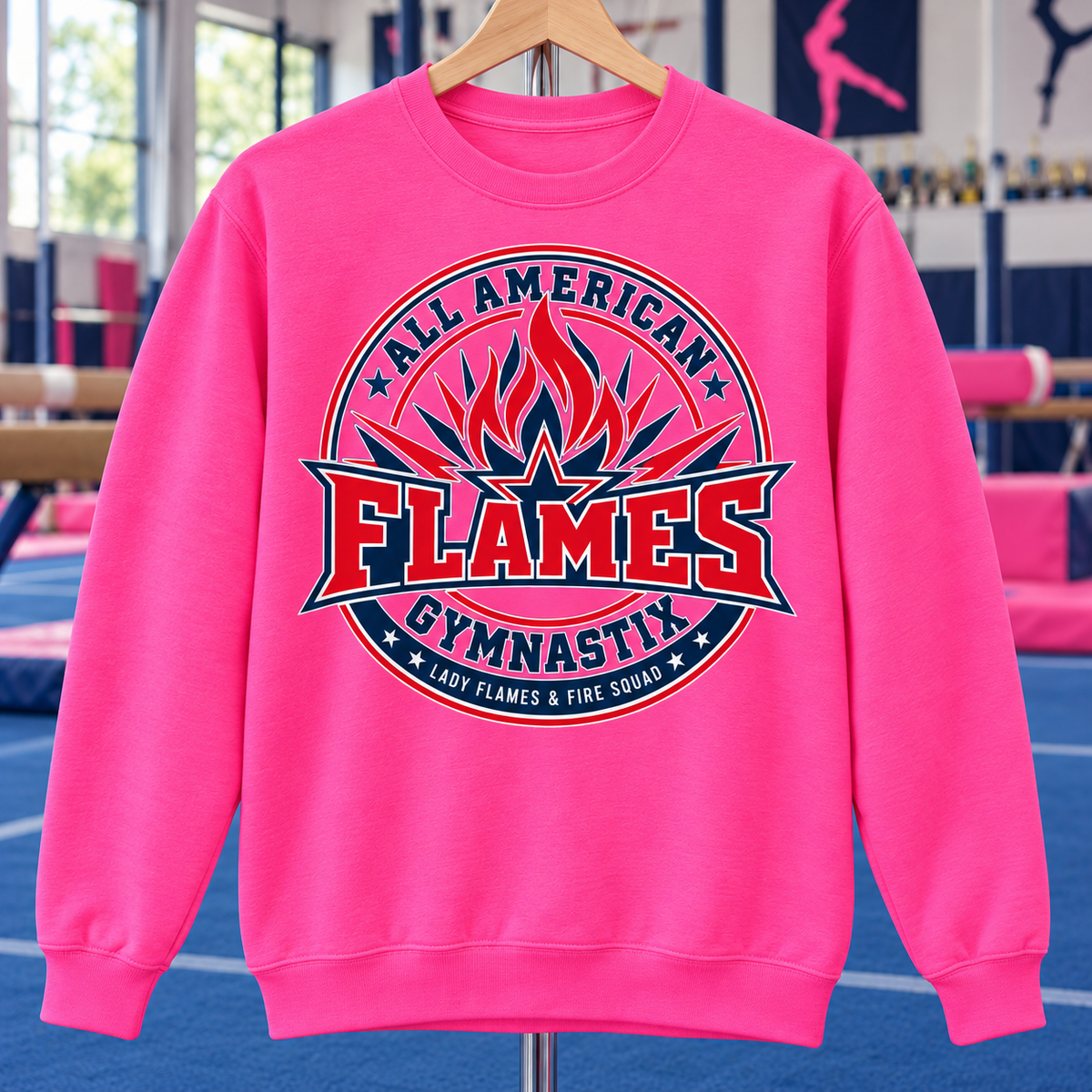 PC78 | Neon Pink | Flame Crest | All American Flames Gymnastix