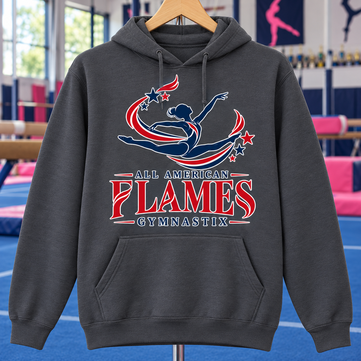 PC78H | Charcoal | Stars in Motion | All American Flames Gymnastix