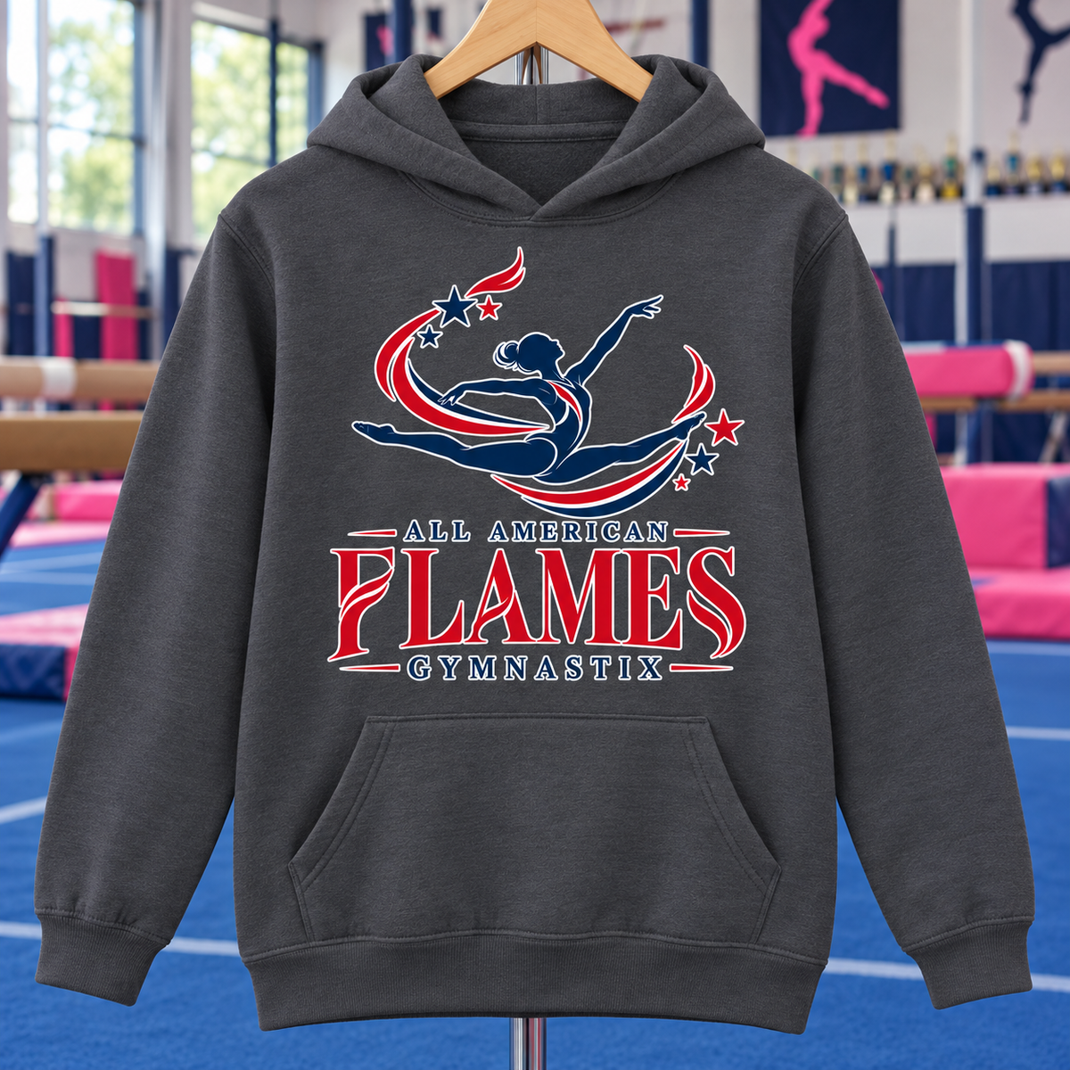 PC78YH | Charcoal | Stars in Motion | All American Flames Gymnastix