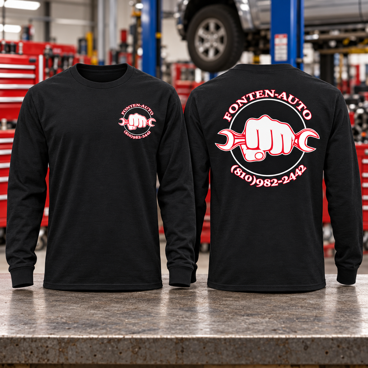 Fonten-Auto PC55LS-black — branded auto-shop mockup