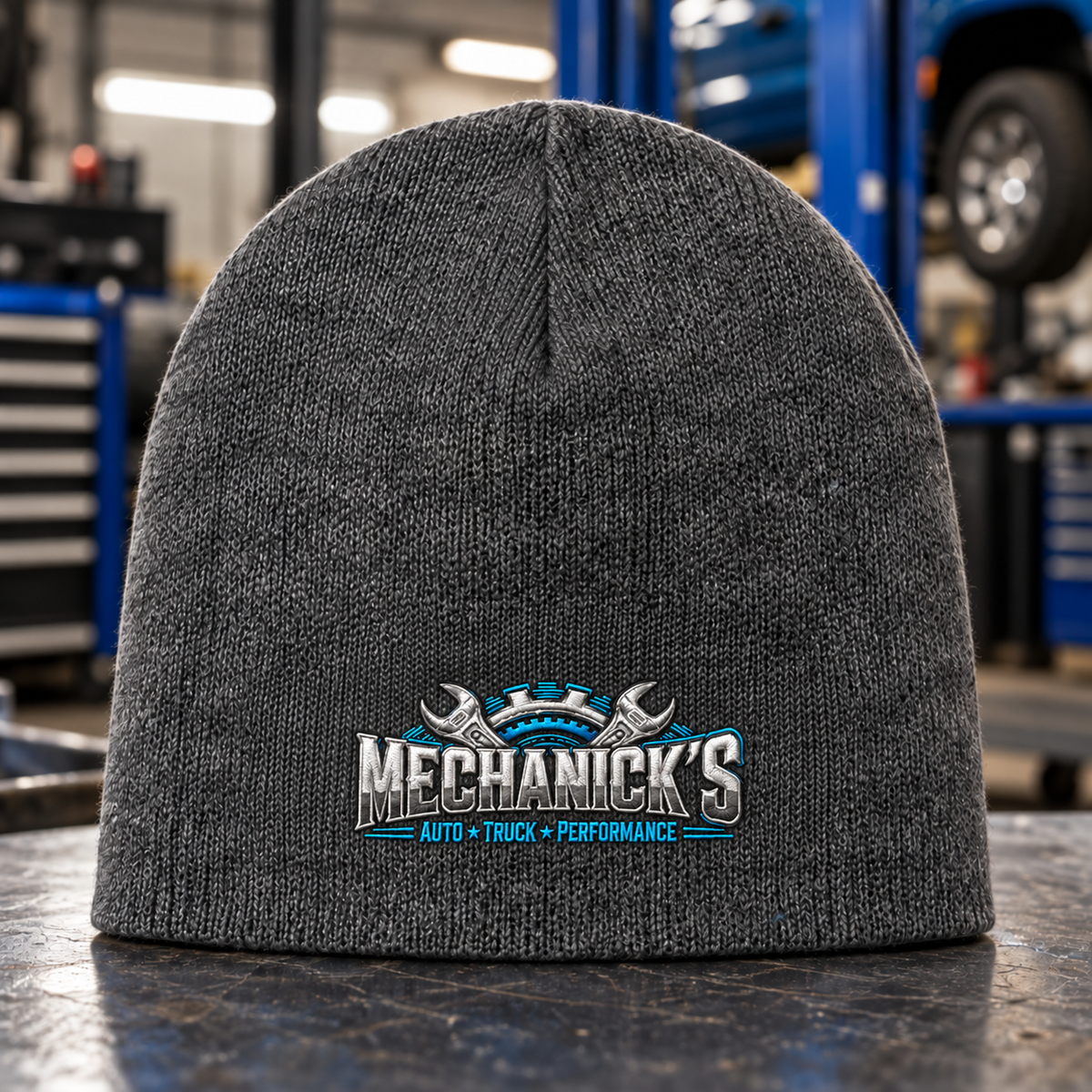 MechaNick’s Athletic Oxford beanie with smaller centered embroidered new crest
