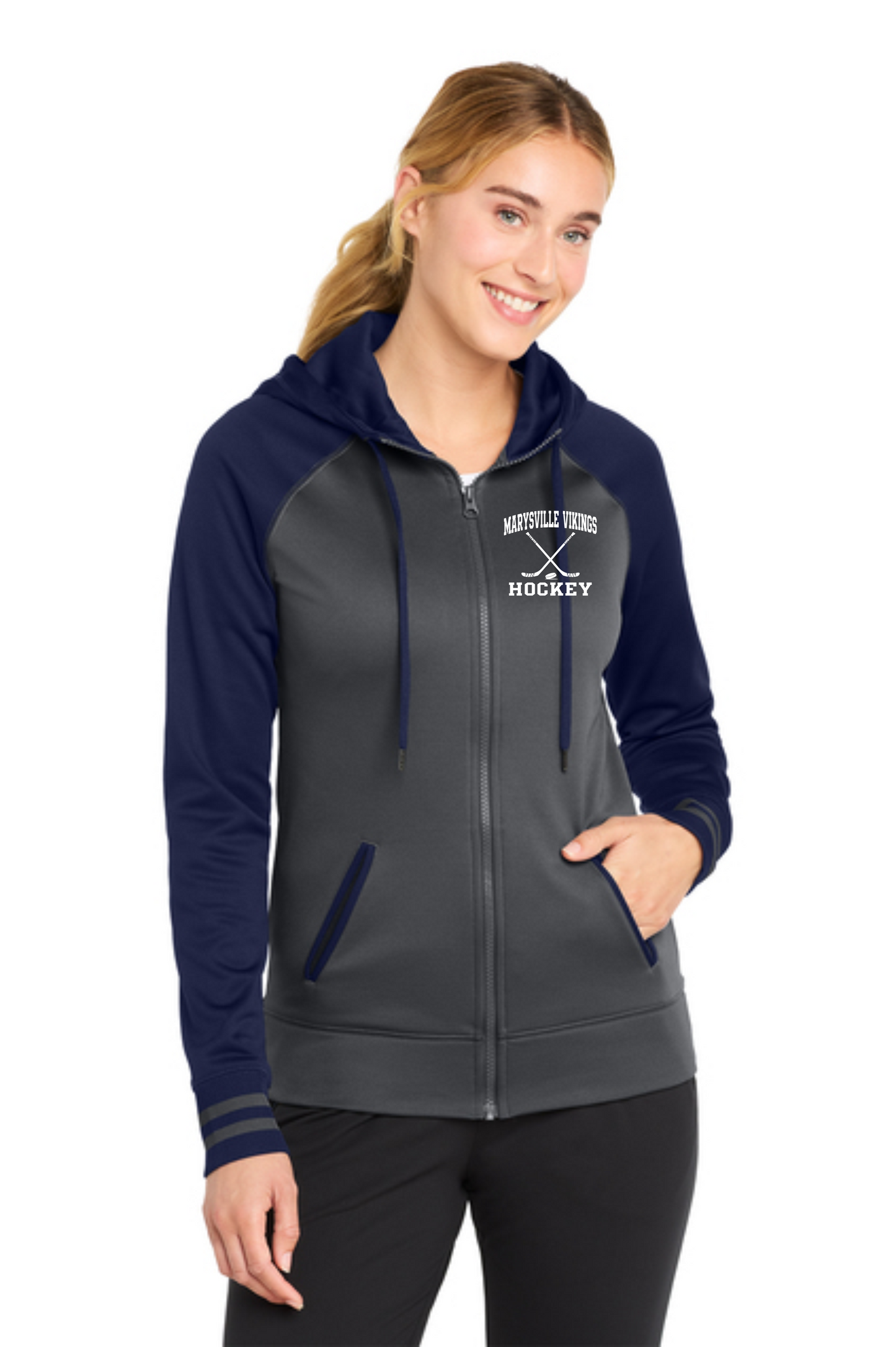 MV-LADIES Sport-Tek® LST236 Sport-Wick® Varsity Fleece Full-Zip Hooded Jacket