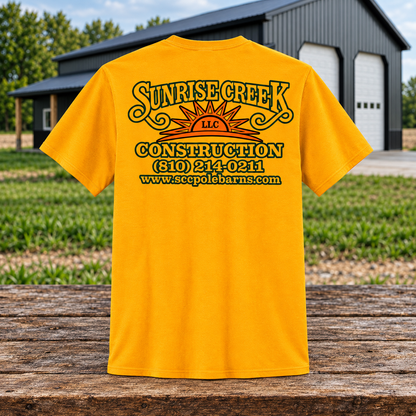 Sunrise Creek — PC43 — Gold — Back — barn and timber mockup