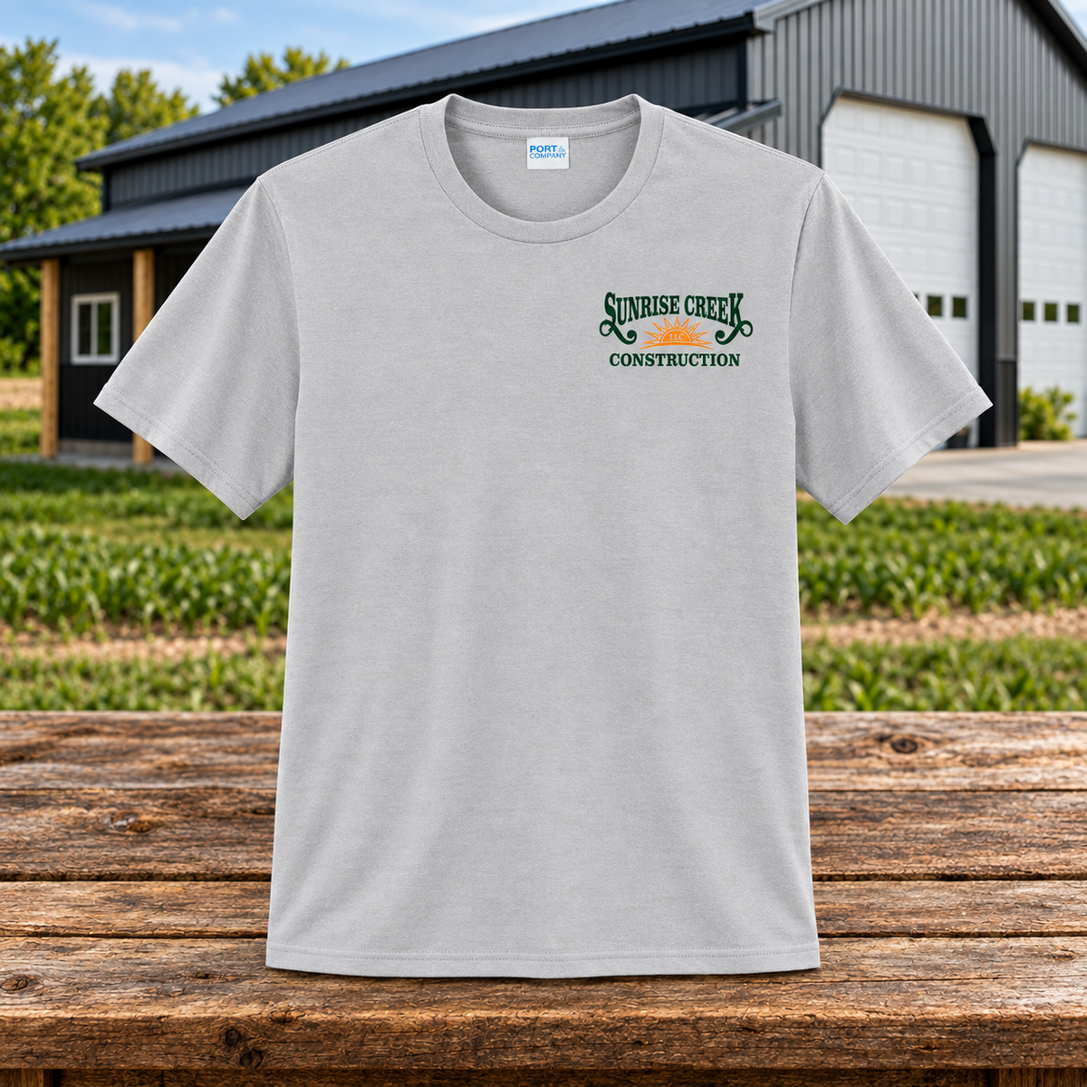 Sunrise Creek — PC43 — Silver — Front — barn and timber mockup