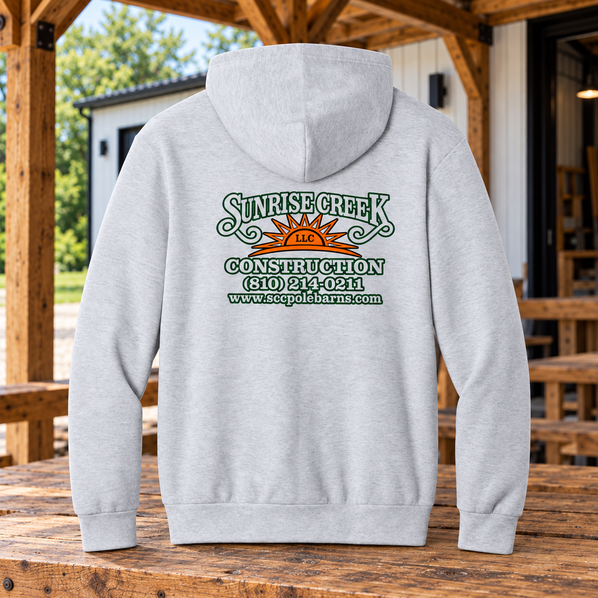 Sunrise Creek — PC68H — Ash — Back — barn and timber mockup