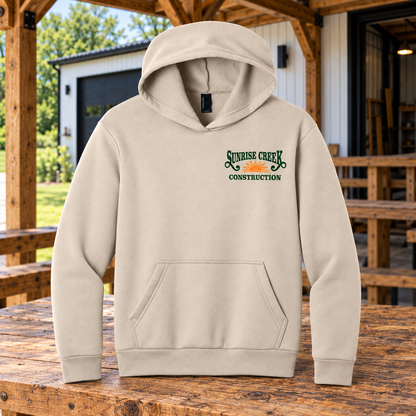 Sunrise Creek — PC68H — Light Sand — Front — barn and timber mockup