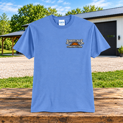 Sunrise Creek — PC55 — Carolina Blue — Front — barn and timber mockup