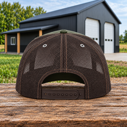Sunrise Creek 112WH — Dark Olive/Coffee — Back — barn and timber product mockup