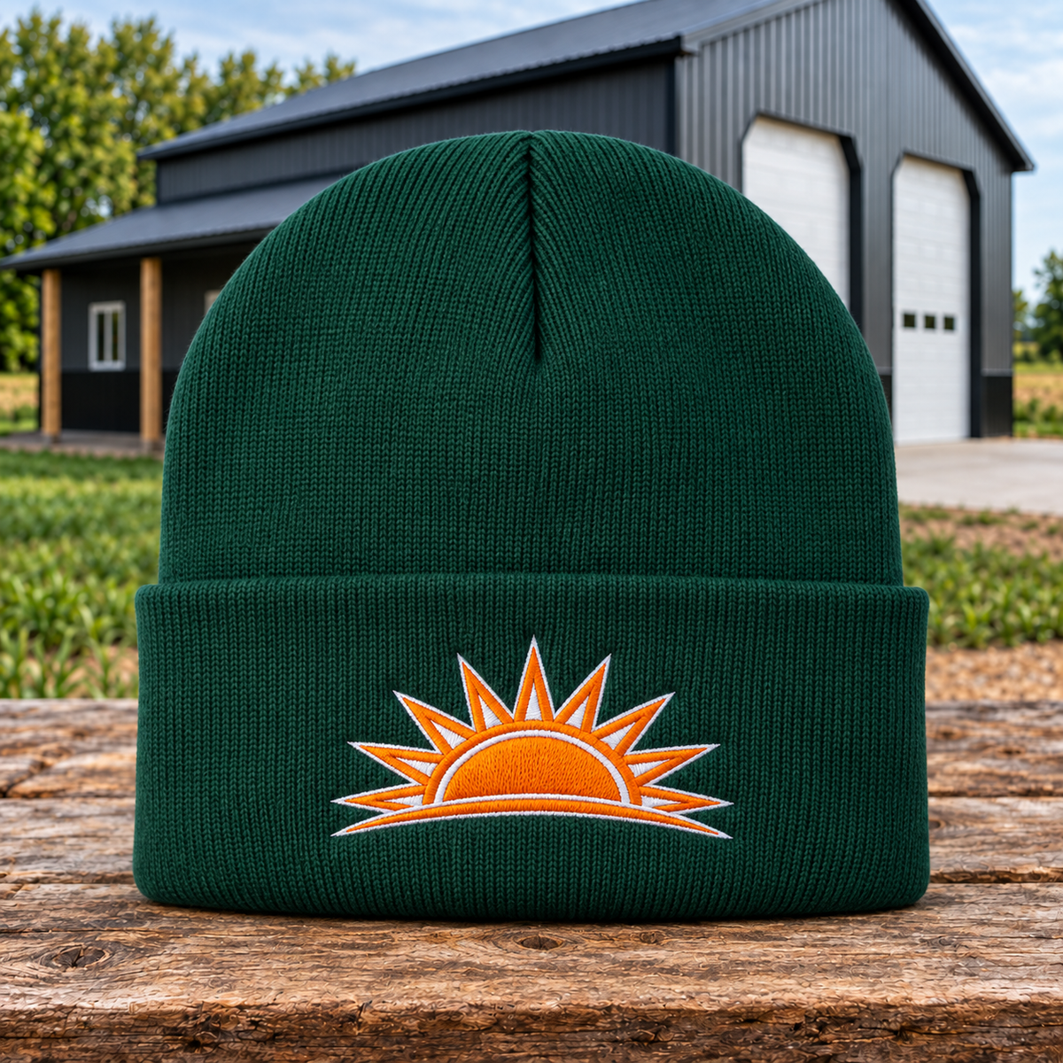 Sunrise Creek CP90 — Athletic Green — Front — barn and timber product mockup