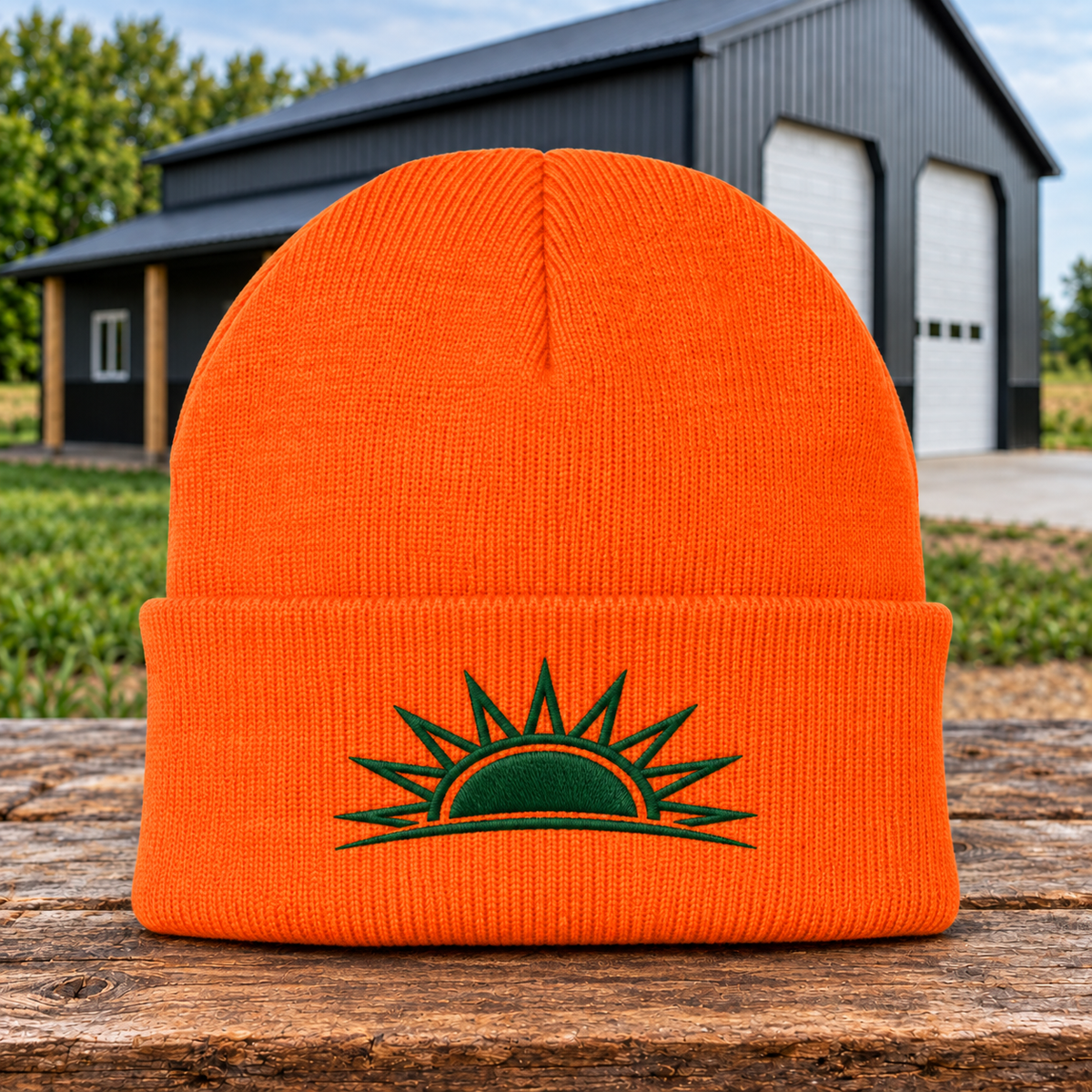 Sunrise Creek CP90 — Neon Orange — Front — barn and timber product mockup