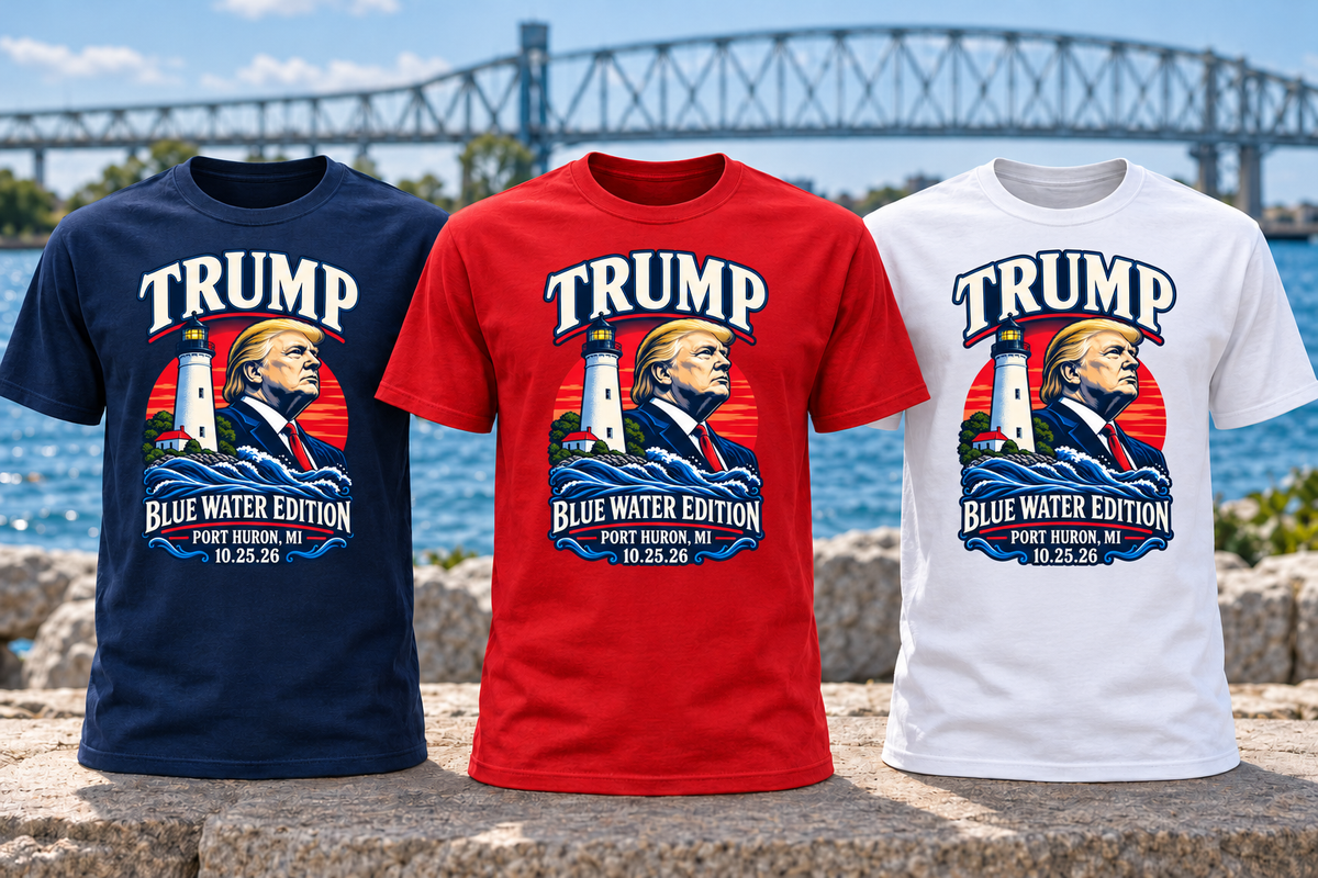 Blue Water Edition PC55 shirts in navy, red and white with reduced print size