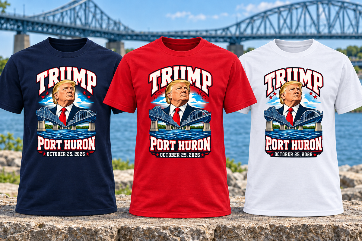 Port Huron PC55 shirts in navy, red and white with reduced print size