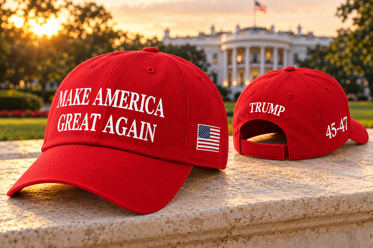 Trump printed C914 hat — illustrative scenic product mockup