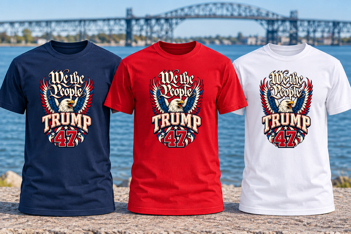 We the People PC55 shirts in navy, red and white with reduced print size