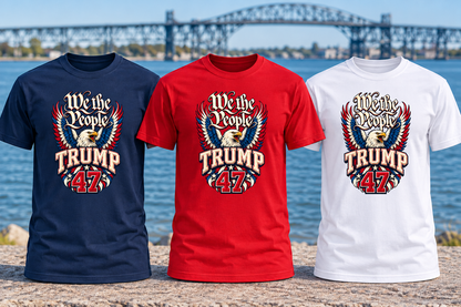 We the People PC55 shirts in navy, red and white with reduced print size