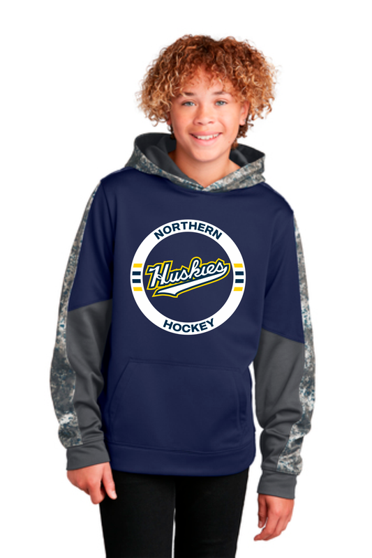 Sport-Tek® Youth Sport-Wick® Mineral Freeze Fleece Colorblock Hooded Pullover