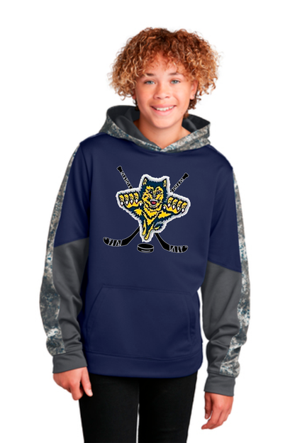 Sport-Tek® Youth Sport-Wick® Mineral Freeze Fleece Colorblock Hooded Pullover