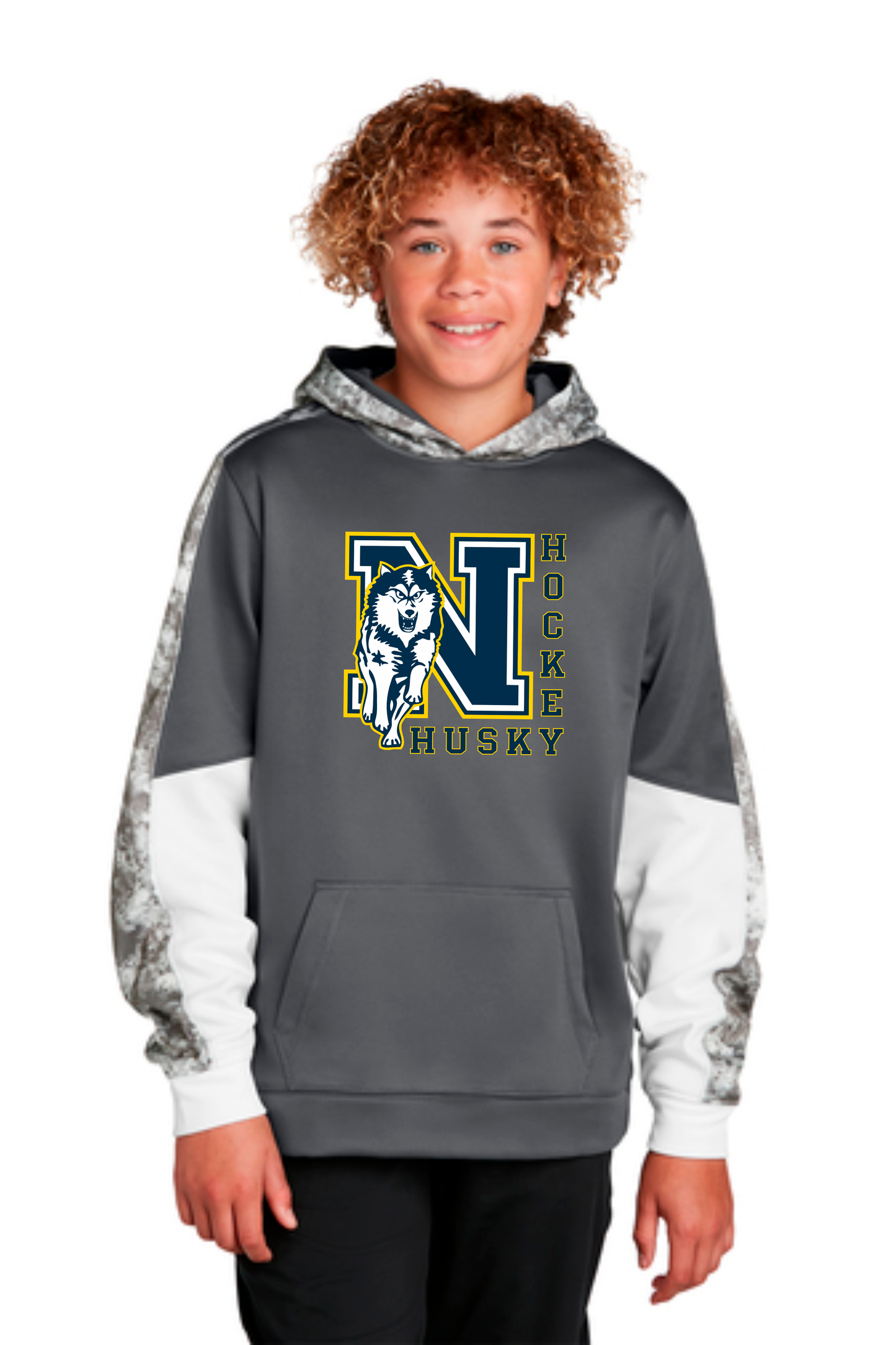 Sport-Tek® Youth Sport-Wick® Mineral Freeze Fleece Colorblock Hooded Pullover