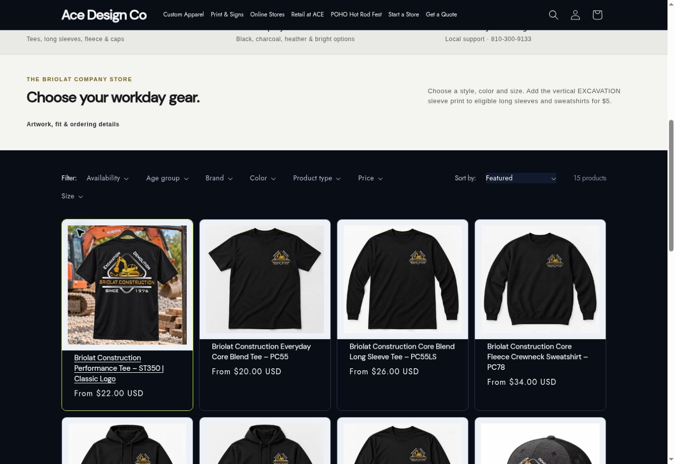 Briolat Construction apparel shopping collection