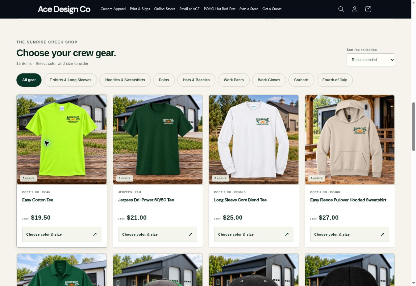 Sunrise Creek apparel shopping collection